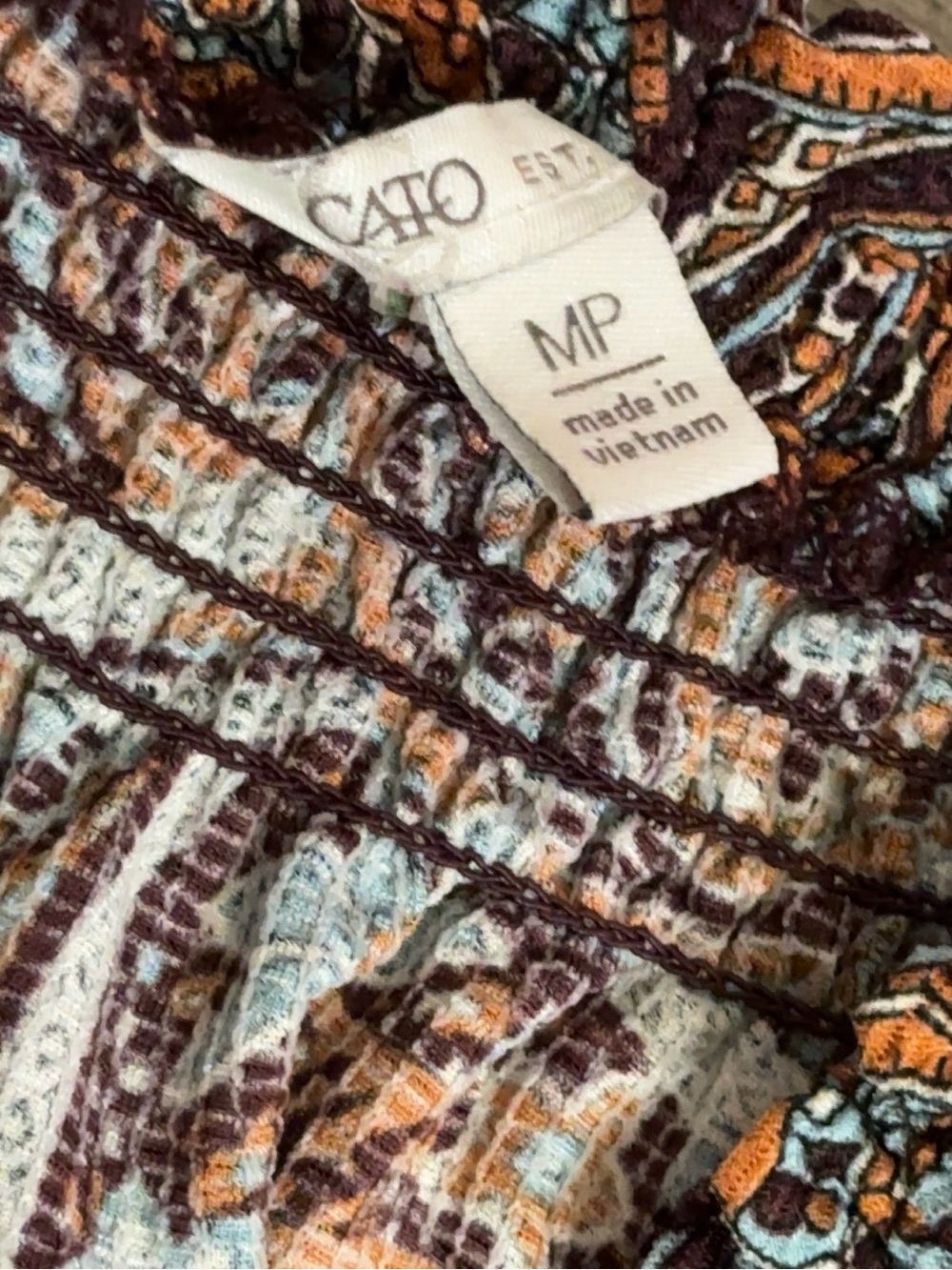Cato MP Boho Paisley Maxi Dress Brown Blue Orange Stretch - Picture 5 of 7
